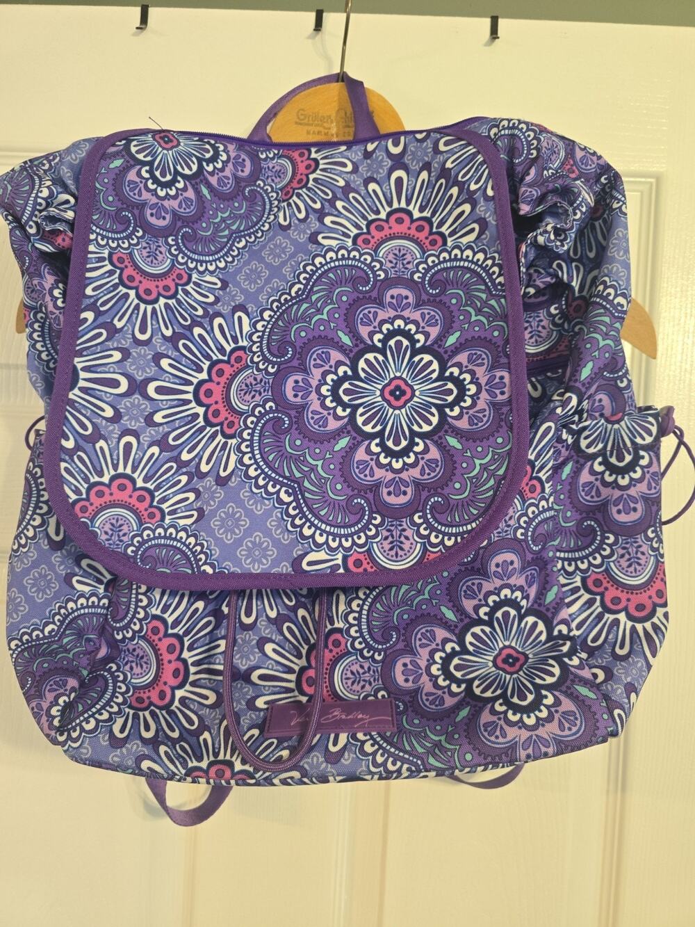 Vera Bradley Drawstring Backpack In Lilac Tapestry Laptop Area EUC